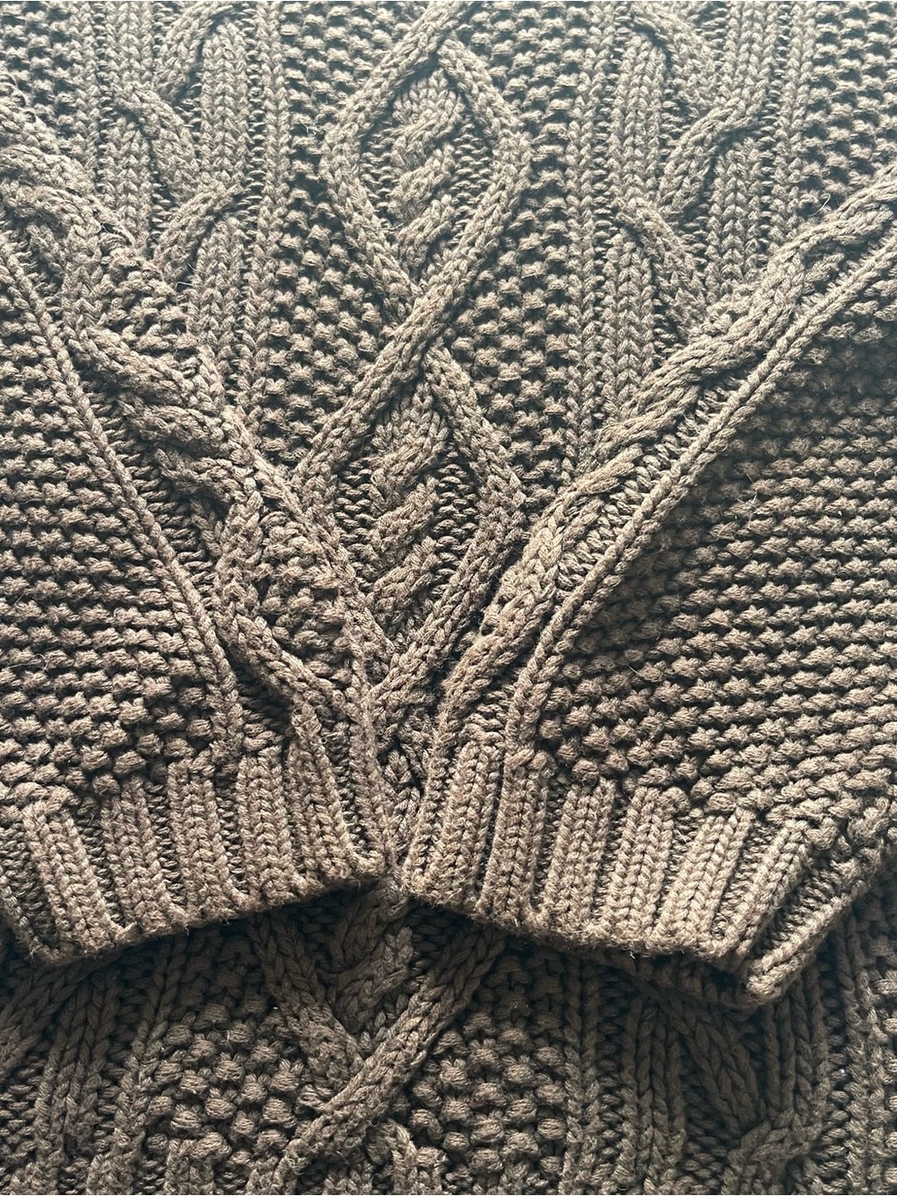 Lauren Ralph Lauren 100% cotton chocolate cable knit pullover sweater, size L - Picture 5 of 12